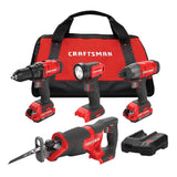 CRAFTSMAN V20 4-Tool 20-Volt Max Power Tool Combo Kit with Soft Case (2-Batteries Included and Charger Included)