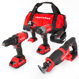 CRAFTSMAN V20 4-Tool 20-Volt Max Power Tool Combo Kit with Soft Case (2-Batteries Included and Charger Included)