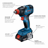Bosch 2-Tool 18-Volt Brushless Power Tool Combo Kit with Soft Case (2-Batteries Included and Charger Included)
