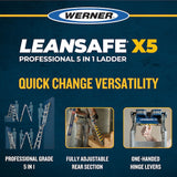 Werner LEANSAFE X5 Aluminum 14-ft Reach Type 1A- 300 lbs. Capacity Multi-Position Ladder